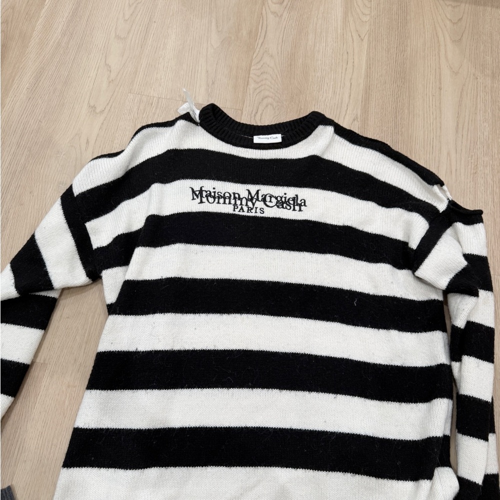 Maison Martin Margiela Black and White Striped Crewneck Sweater